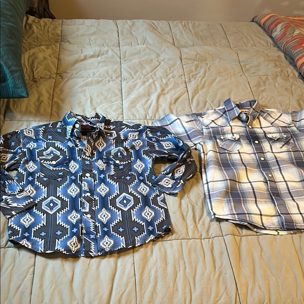 Blue and White Patterned Button-Up Shirts cowboy up!